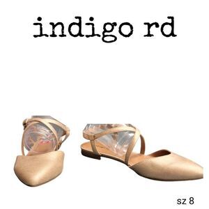 Indigo Rd Gold Metallic Faux Leather Strappy Pointy Toe Sandals Shoes